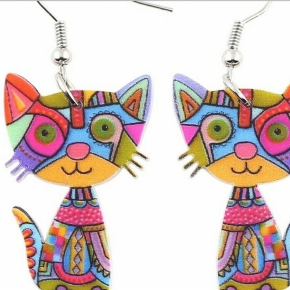 🔥Cat Acrylic Colorful Earrings - Picture 4 of 4